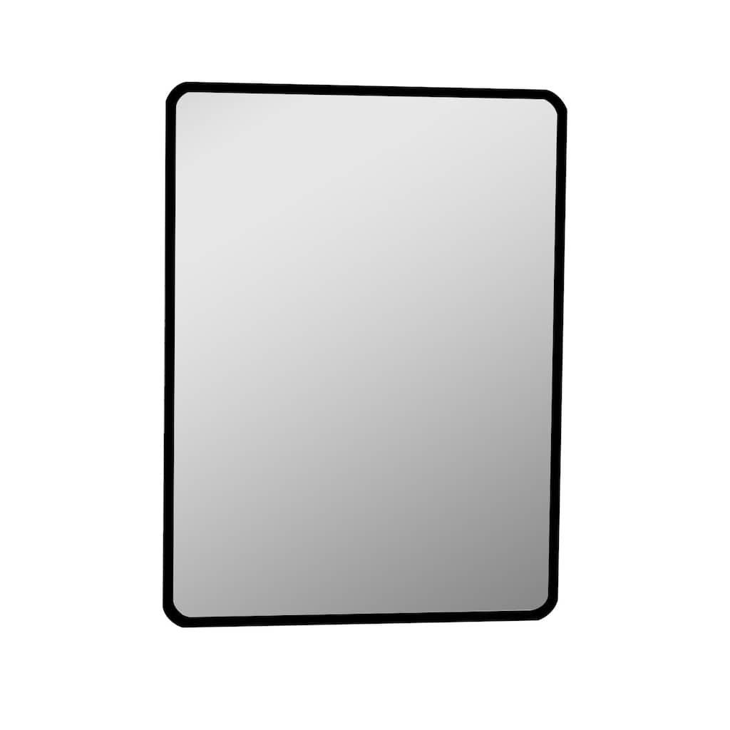 Matea Rectangle Polished Frameless Bathroom Vanity Mirror with Black Edge