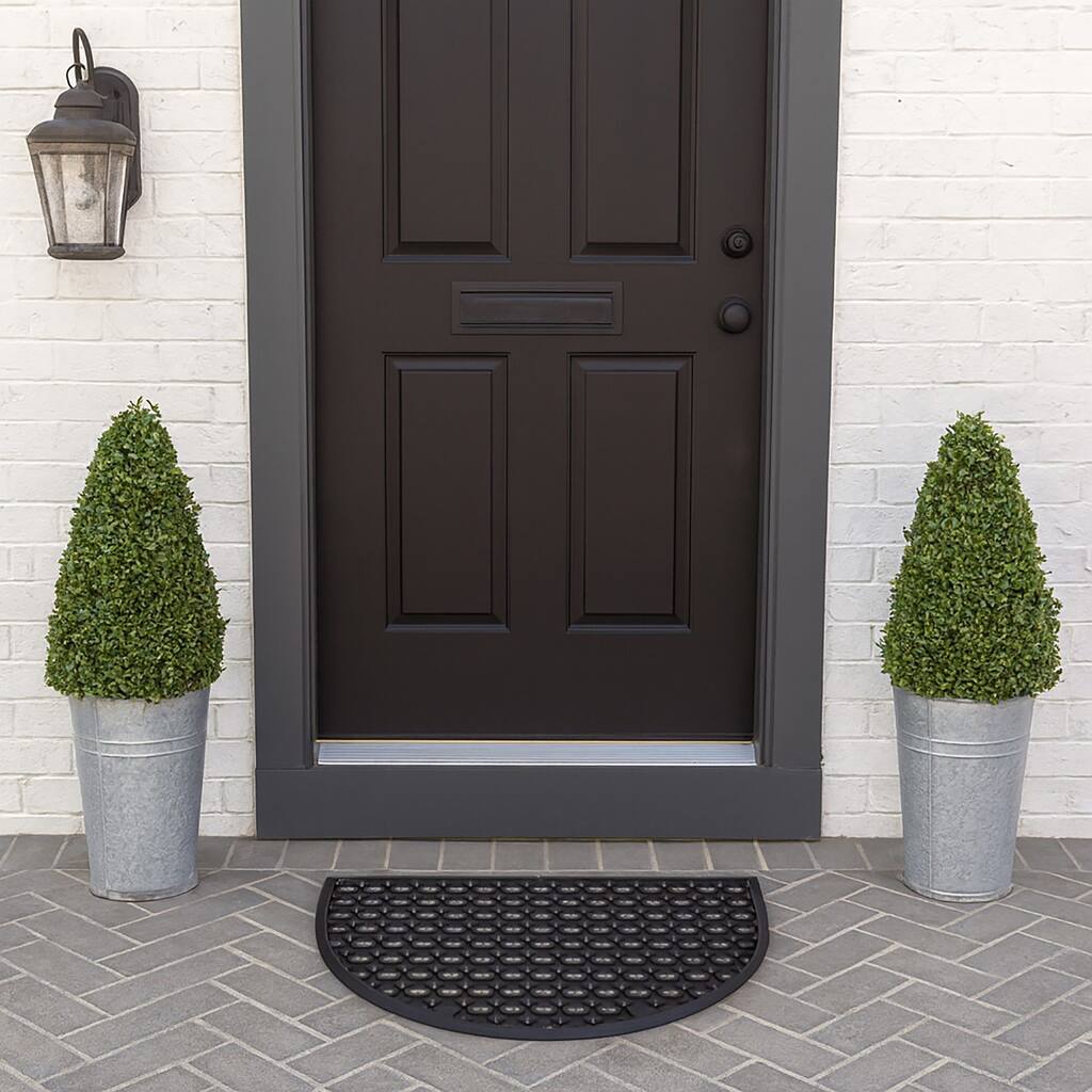 Half Moon Rubber Door Mat 23.5 x 15.75 Inches - 23.5 L x 15.75 W x 0.6 H