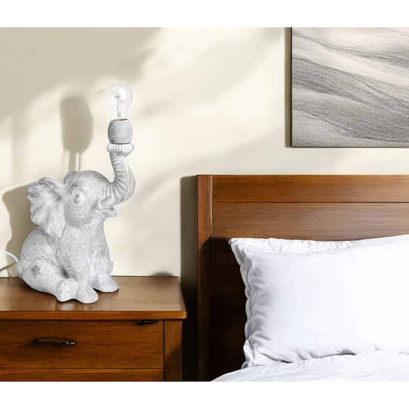 Grey Resin Lamp Base with Distressed Finish In-Line Switch Small Size - 11.4” x 8.5” x 15.9” (D x W x H)