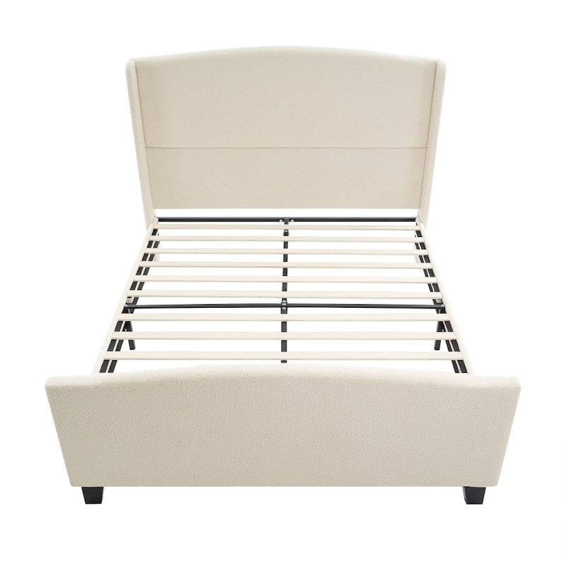 Bed Frame with 49.21"High Back Upholstered Headboard and 27.17" High Footboard