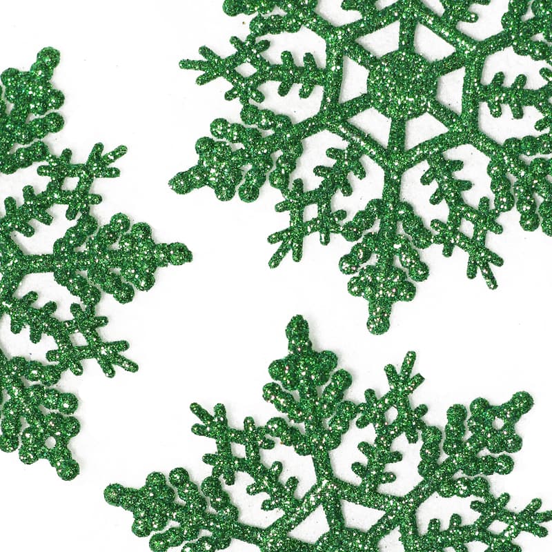 24ct Glittered Snowflake Christmas Ornaments 4"