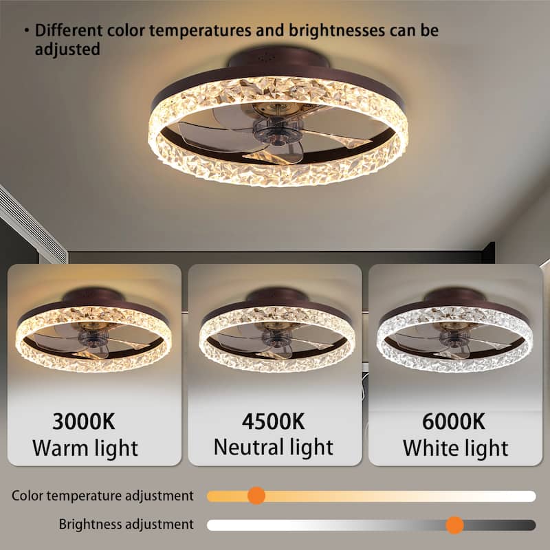 Modern Ceiling Fan Light with Adjustable Color Temperature and Remote Control, 6 Wind Speeds for Bedroom and Living Room