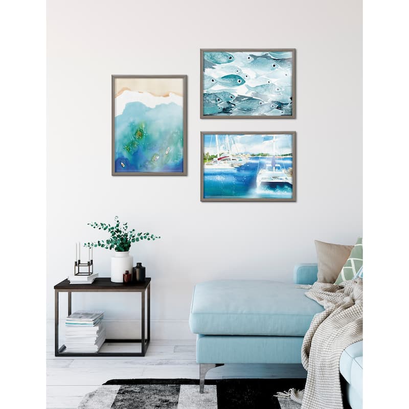 Kate and Laurel Blake Voyage Framed Printed Glass by Janet Meinke-Lau