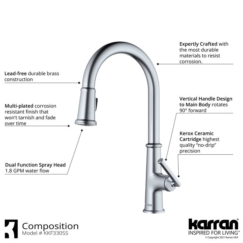 Karran Elwood One-Handle Pull Down Dual Function Sprayer Kitchen Faucet