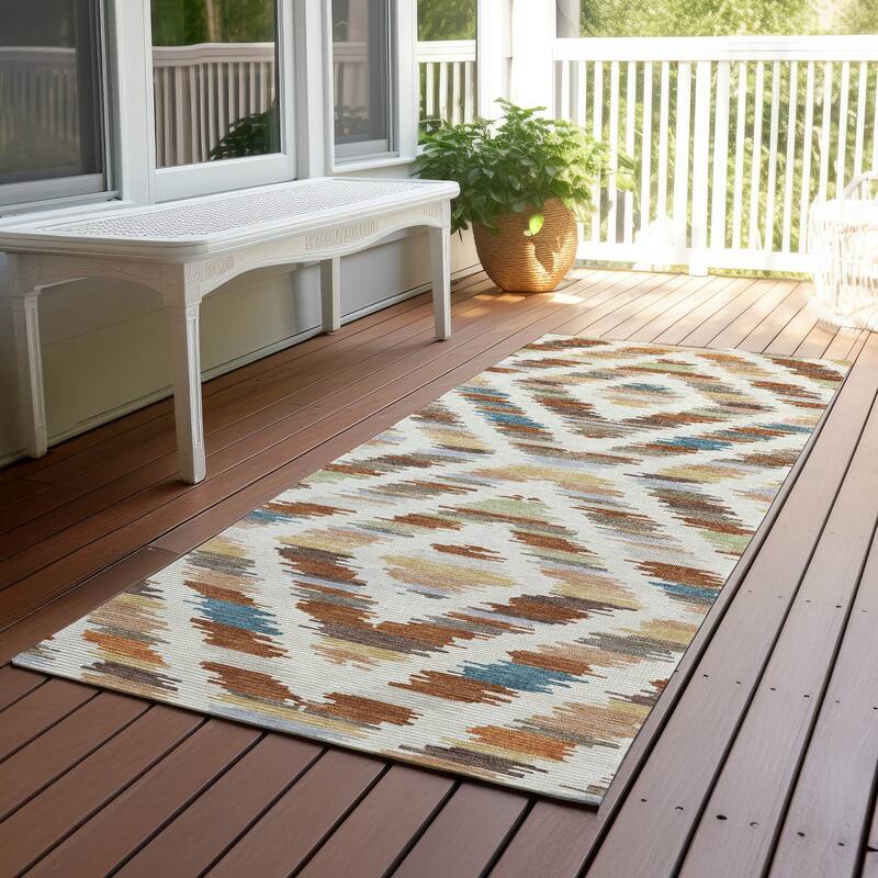 Machine Washable Indoor/ Outdoor Global Diamdon Chantille Rug - Paprika - 2'3" x 7'6"