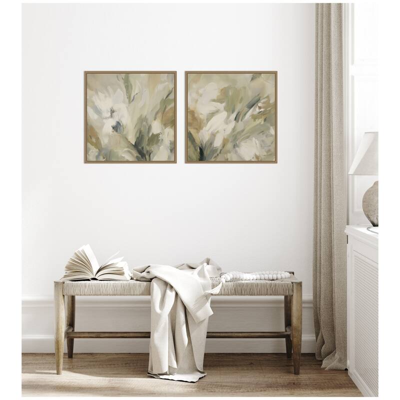 Kate and Laurel Olive Bloom No. 3 & No. 2 2 Piece Framed Canvas Wall Art Set by Amy Lighthall