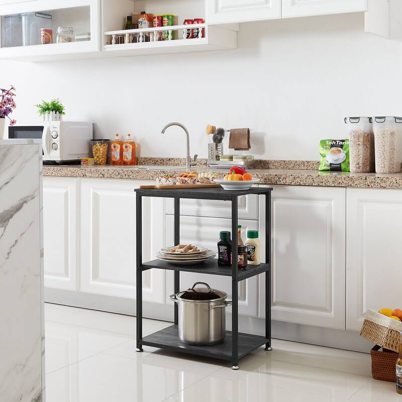 VECELO 3-Tier Open Shelf End Table Narrow Space-Saving Design End Table with USB Charging Station Side Table for Living Room