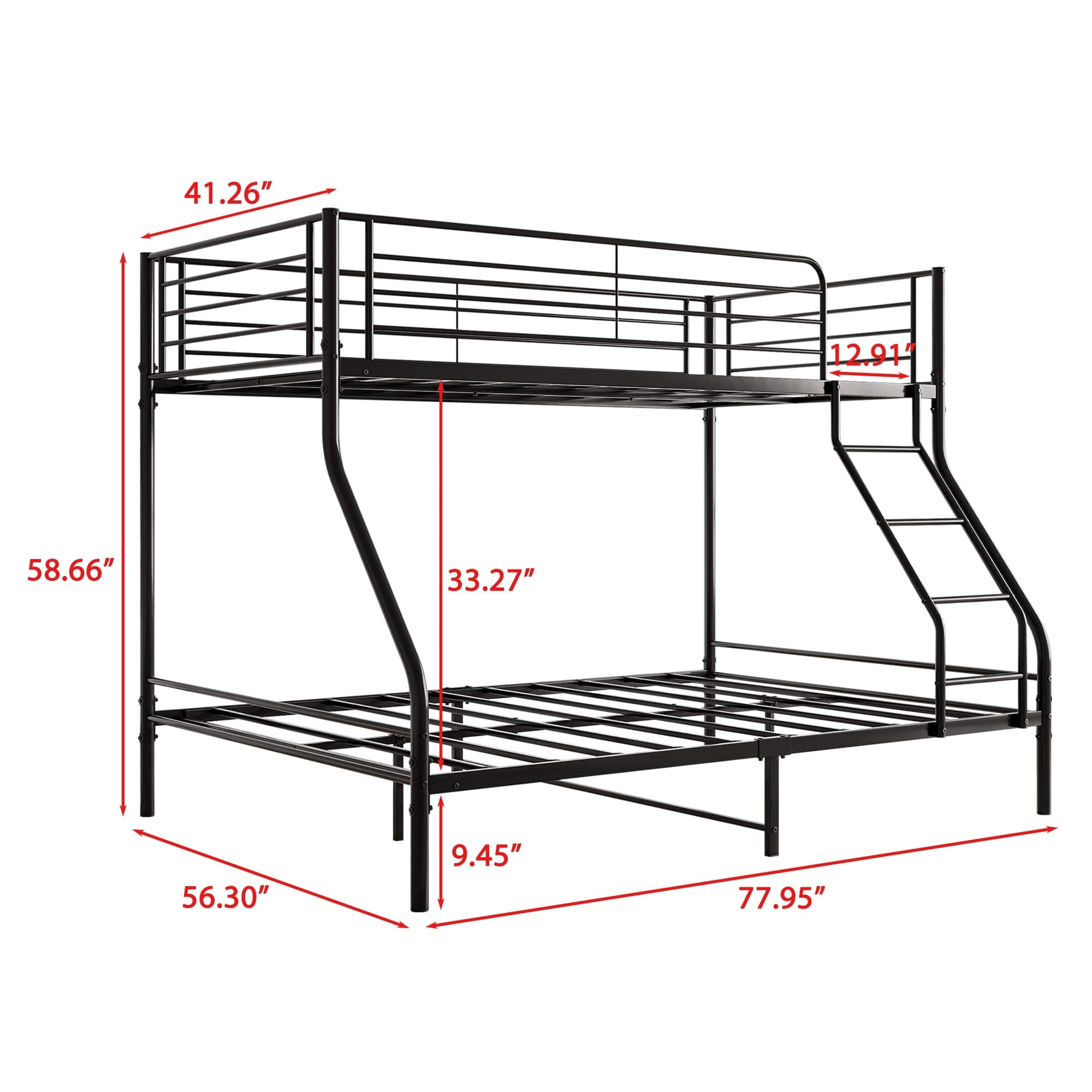 Heavy Duty Twin-Over-Full Metal Bunk Bed, Easy Assembly with Enhanced ...