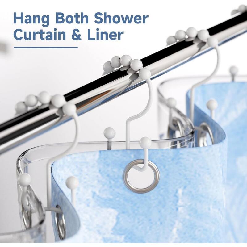 Rust-proof Metal Double Sliding Shower Hooks for Bathroom Shower Rods and Curtains, 12 Pack