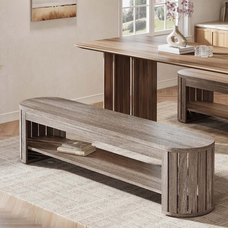 Wood Dining Bench, Entryway Kitchen Seat, Dining/Living Room Home Office Accent Bench - Grey