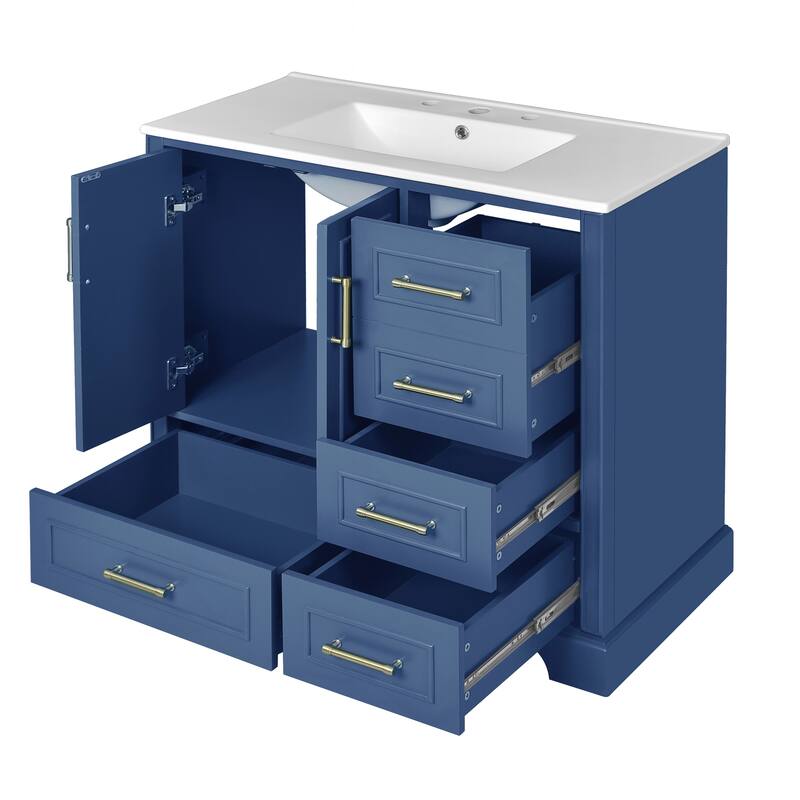 Exquisite Traditional Bathroom Vanity with Premium Ceramics Sink and Ample Storage