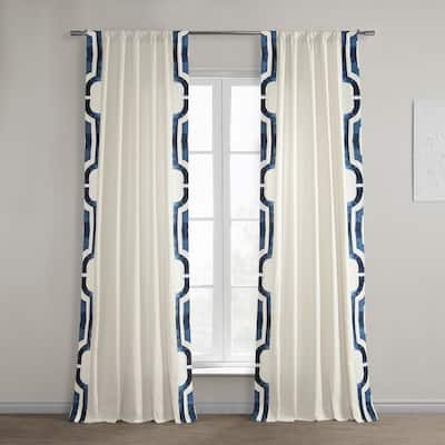 Exclusive Fabrics Mecca Bordered Cotton Semi Sheer Curtains (1 Panel)