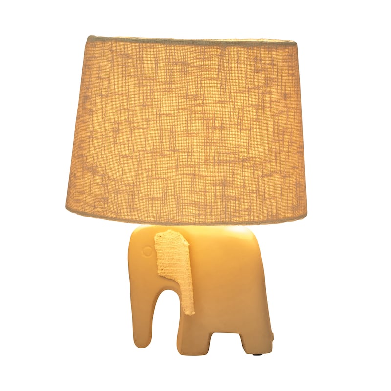 Sagebrook Home Natural Textured Neutral 18" Omix Elephant Lamp, Beige - 14" x 14" x 18"