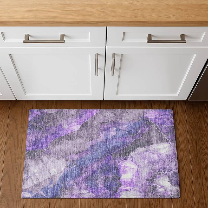 Premium Washable Super Soft Modern Chic Mayfield Rug - Lavender - 1'8" x 2'6"