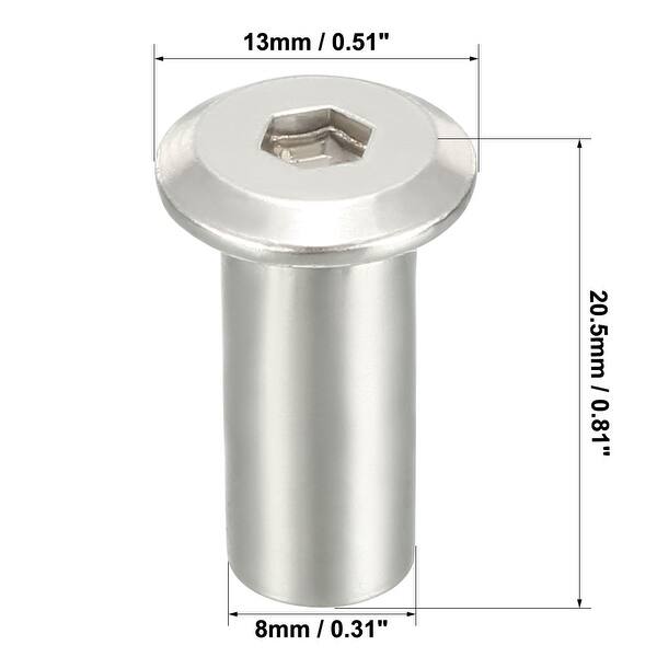 20 Dadi A Bussola M6x17mm Con Testa Esagonale Per Mobili &ndash; Uxcell, Nichelati
