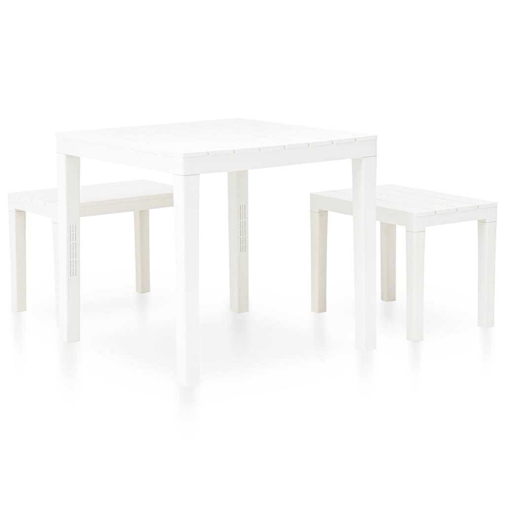 vidaXL Garden Table with 8 Benches Plastic White vidaXL Garden Table with 8 Benches Plastic White