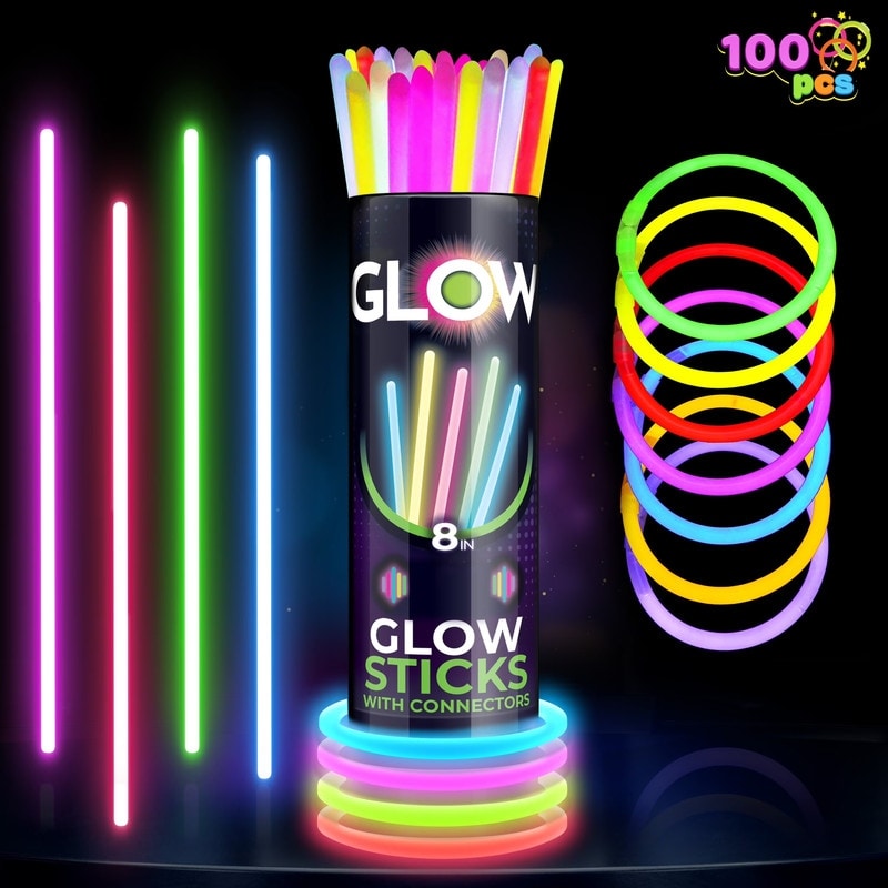 100 Pcs 8" Glow sticks Bulk Party Supplies - Multicolor