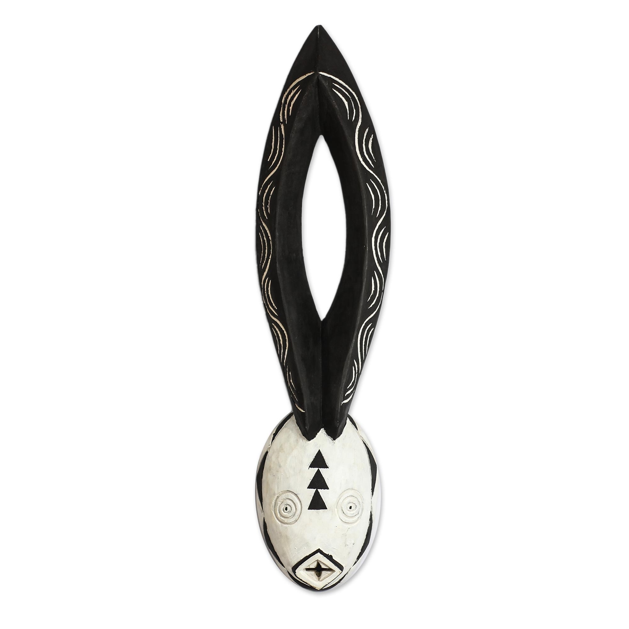 Novica Handmade Triangle Face African Wood Mask