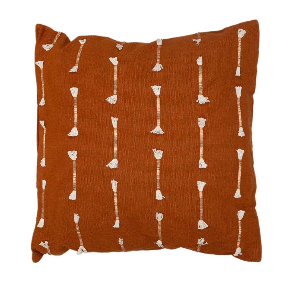 Striped Cotton Square Throw Pillow - 18" - Brown and White