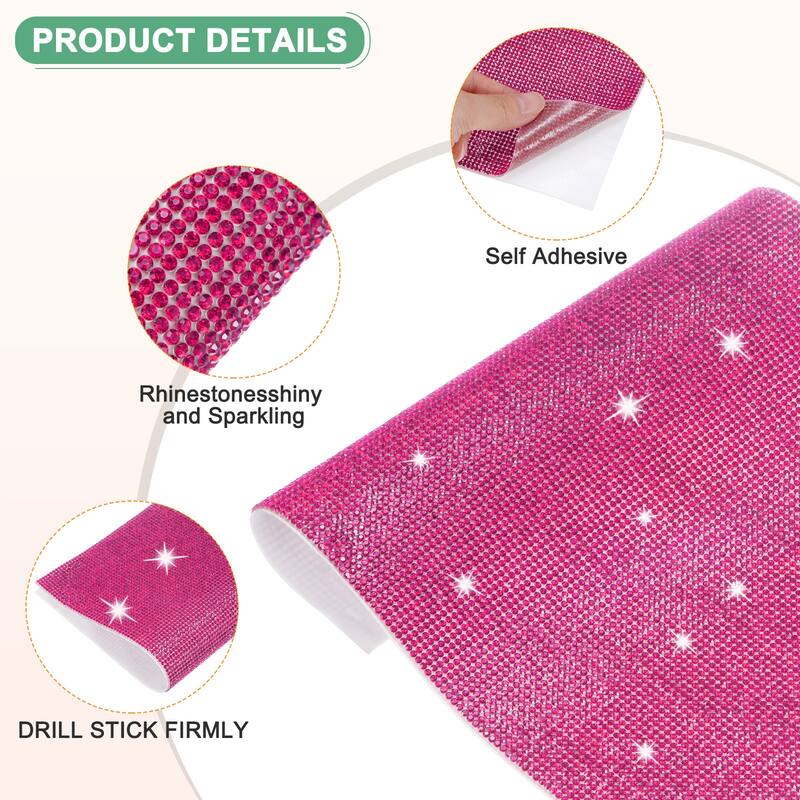 1 Roll Crystal Rhinestone Ribbon, for DIY - Rose Red - 15.75 Inch x 9.45 Inch