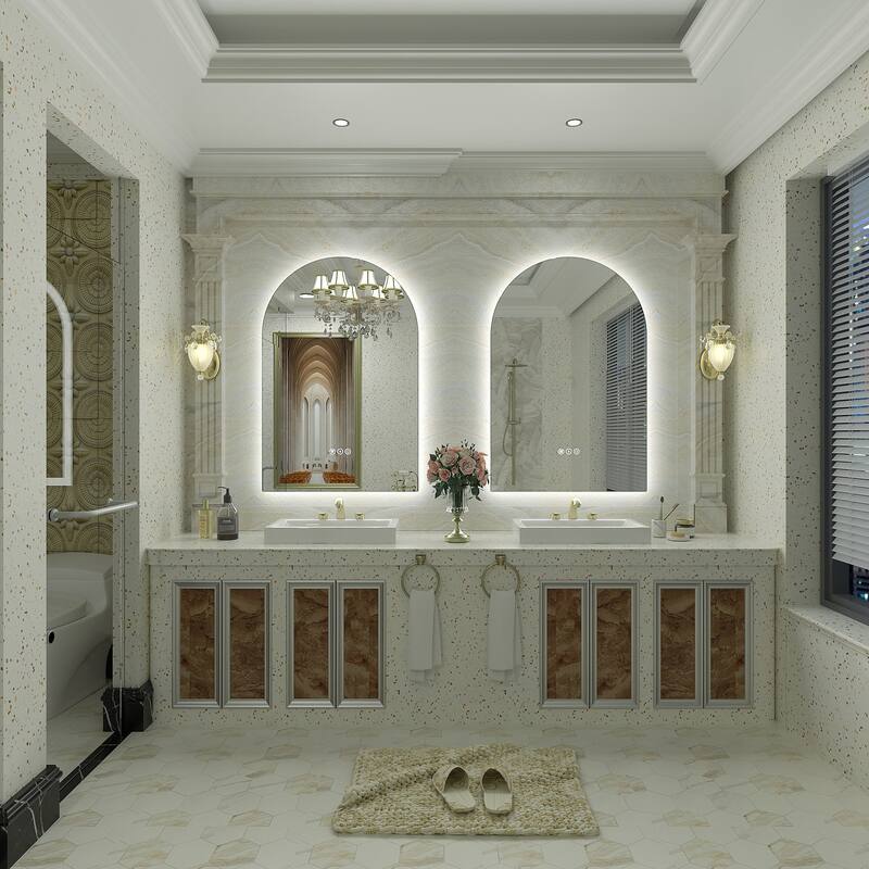 UL Certified Arched LED Anti-fog Tempered Glass Wall Bathroom Vanity Mirror