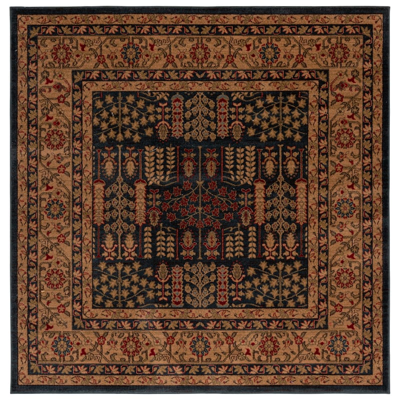 SAFAVIEH Mahal Laurene Traditional Oriental Rug - 6'7" Square - Navy/Natural
