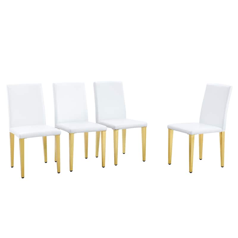 Dining Chairs Set of 4,Modern Kitchen & Dining Room Chairs,Faux Leather Cushion Seat Metal Legs