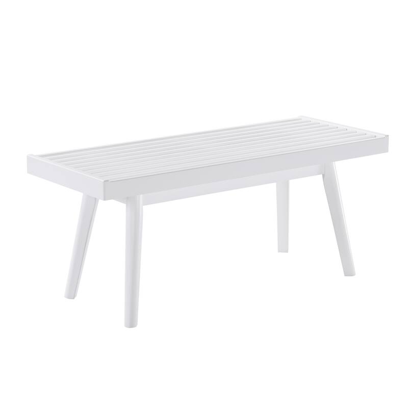 Solid Wood Slatted Bench, 41.30-Inch Long