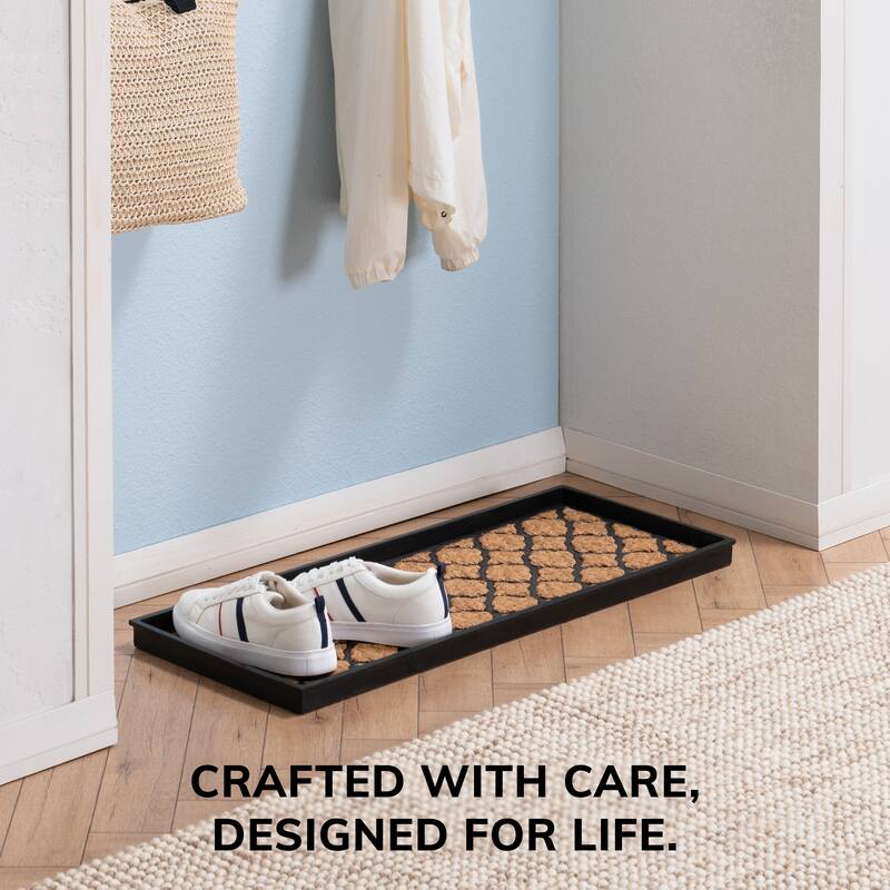 Jani Natural & Recycled Rubber Boot Tray with Trellis Coir and Rubber Insert
