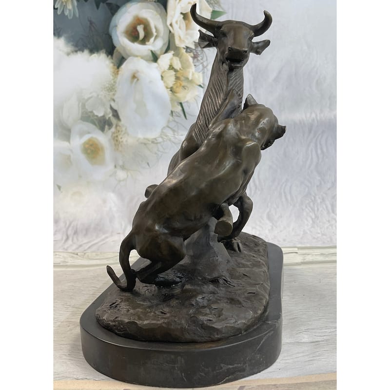 100 Percent Solid Bronze Signed French Animal Cheetah Gazelle Sculpture Figurine
