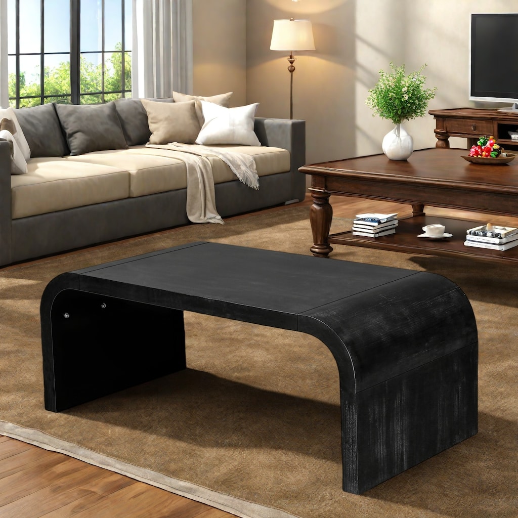 47.24" Solid Wood Coffee Table with Art Deco Design, 200 lbs Weight Capacity, and Easy Assembly