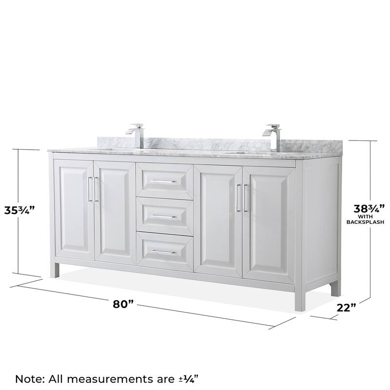 Wyndham Collection Daria 80" Free Standing Double Vanity Set with MDF