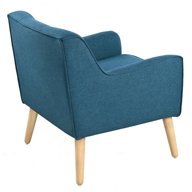 Mid-Century Modern Armchair with Tufted Fabric and Solid Wood Legs for Various Rooms
