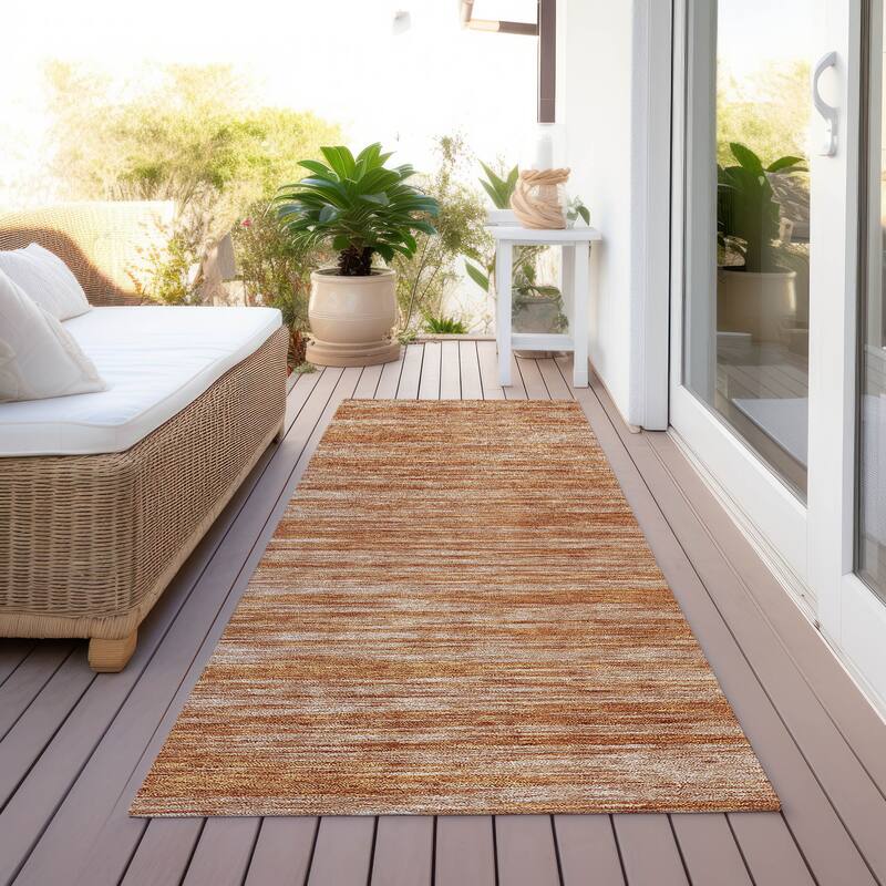 Machine Washable Indoor/ Outdoor Casual Ombre Chantille Rug - Copper - 2'3" x 7'6"