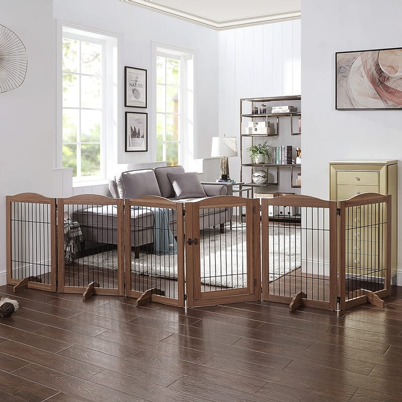 Unipaws Pet Playpen with Wire 6 Panels Freestanding Dog Gate