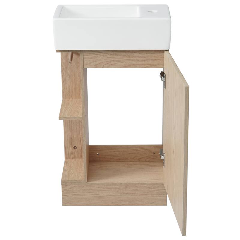18.6" Bathroom Vanity With Sink, Bathroom Vanity Cabinet With Two-Tier Shelf, Left Or Right Orientation