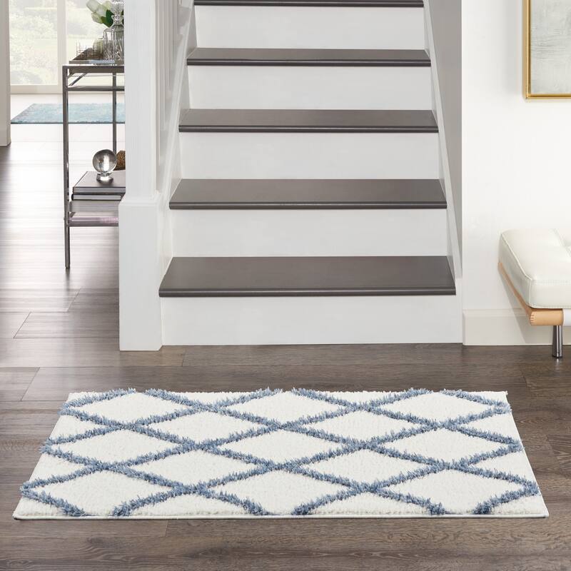 Nourison Feather Soft Contemporary Shag Diamond Area Rug