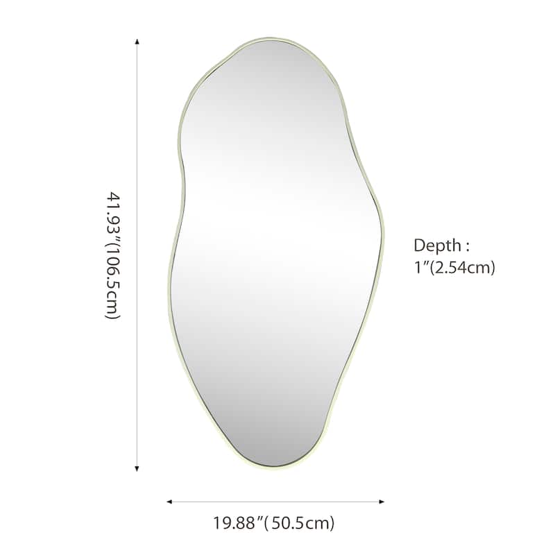 20 in. W x 42 in. H Large Irregular Framed Decorative Wall Mirror - 41.93 H x 19.88 W x 1 D