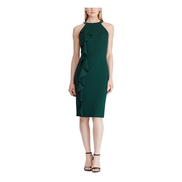 RALPH LAUREN Green Sleeveless Knee Length Dress 12