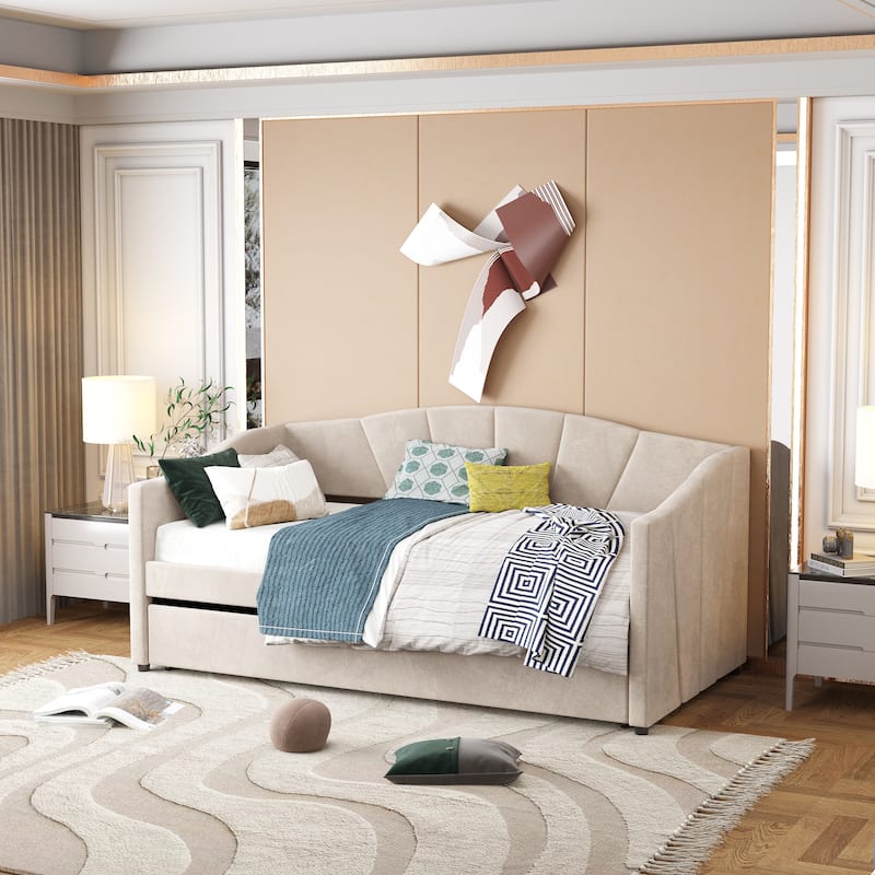Upholstered Daybed With Trundle Bed