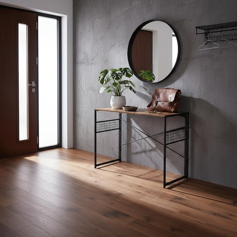 Homylin Folding Writing Desk with Metal Frame, Space-Saving Computer Table, No Assembly Required