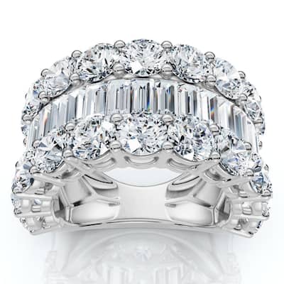 7.50Ct Baguette & Round Diamond Ring Gold Lab Grown