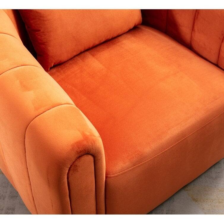 Ebello Oversize Velvet Swivel 360° Rotation Barrel Comfy Round Armchair With Pillow For Living Room Bedroom