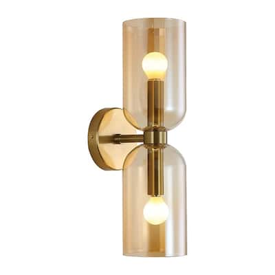 2-light vanity light amber decor lights glass, metal wall light