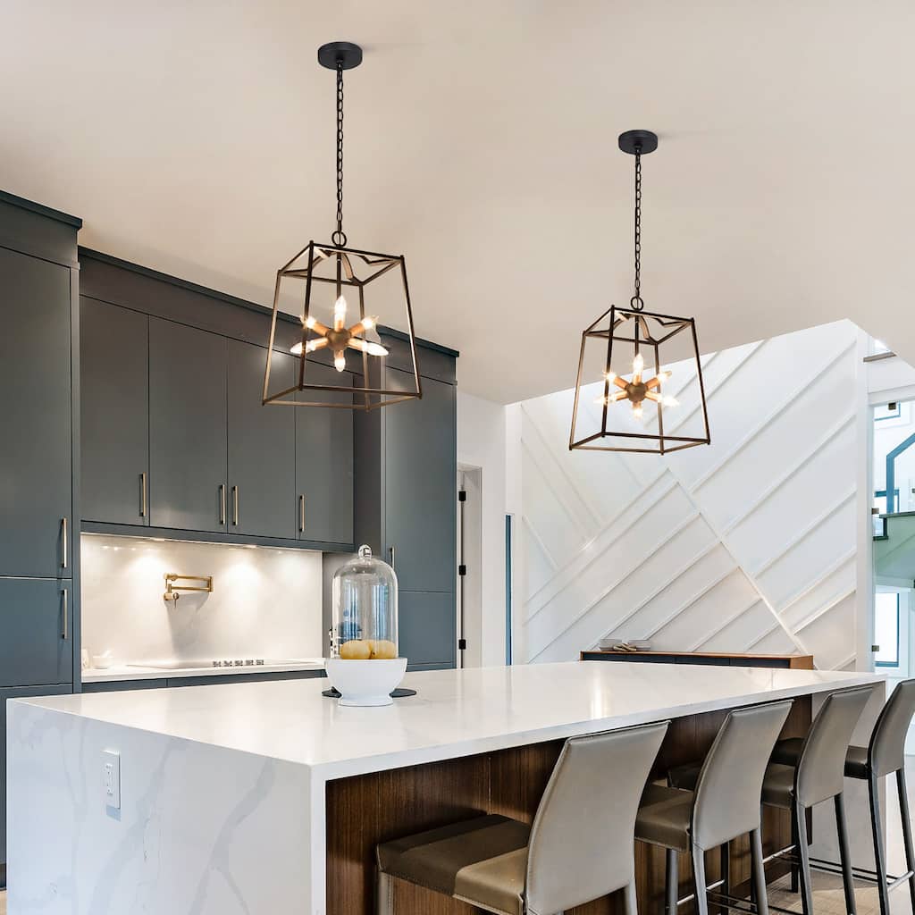 Alestair Mid-century Modern Sputnik 6-light Chandelier Lantern light for Kitchen Island