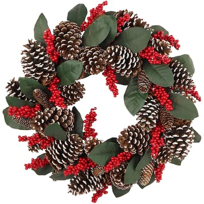 Fraser Hill Farm 24-in. Christmas Pinecone Wreath with Berries