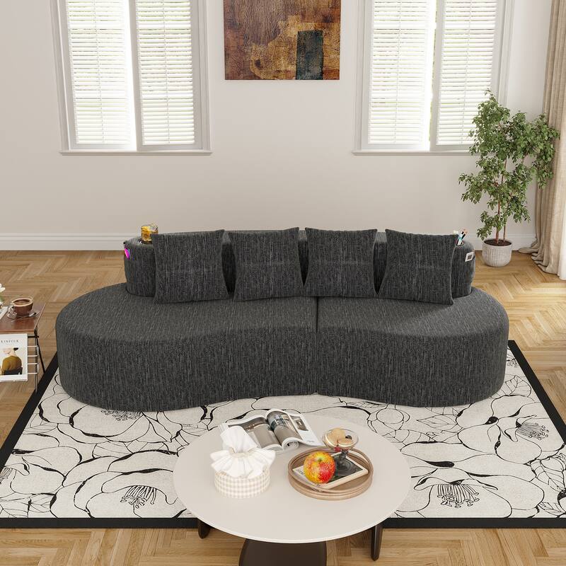 Modern Curved Sectional 3 Seat Minimalist Elegant Half Moon Sofa Compressed Modular Sectional Sofa for Living Room, Office