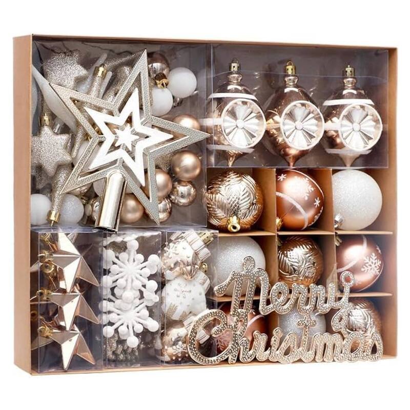 70 Pcs Christmas Decoration Ball Ornaments Set for Holiday Party Wedding - N/A - Gold