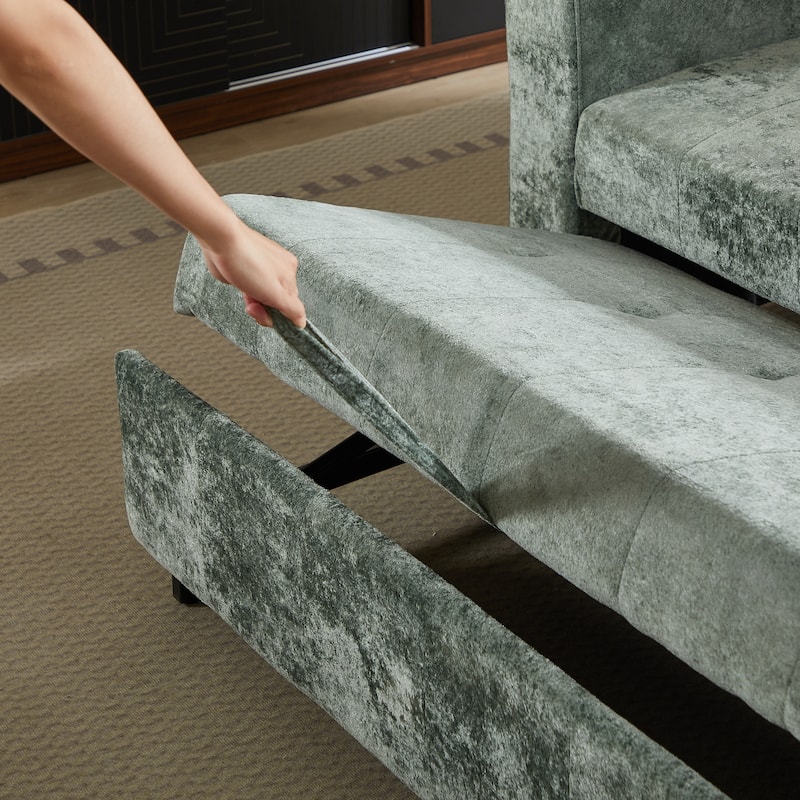 Anmytek Convertible Loveseat Sofa Bed with USB Ports and Adjustable Backrest Tufted Sleeper in Green