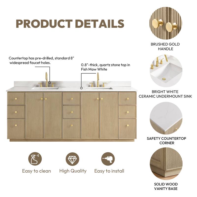 Oza Bath Vanity with Quartz Stone Top and Mirror